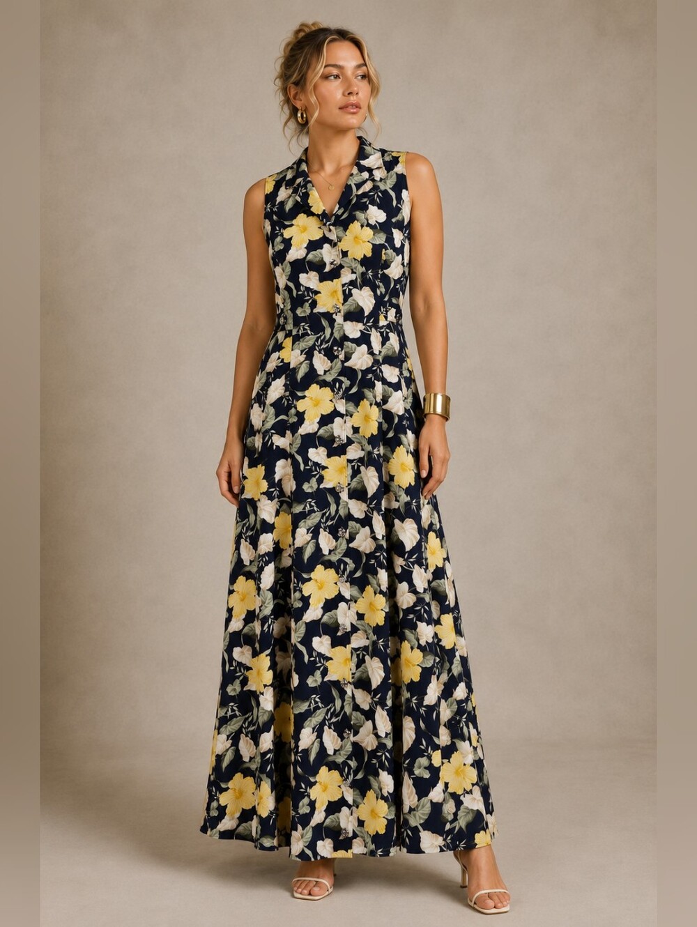 Vintage Floral Maxi Dress | Button Front Maxi | Summer Sundress